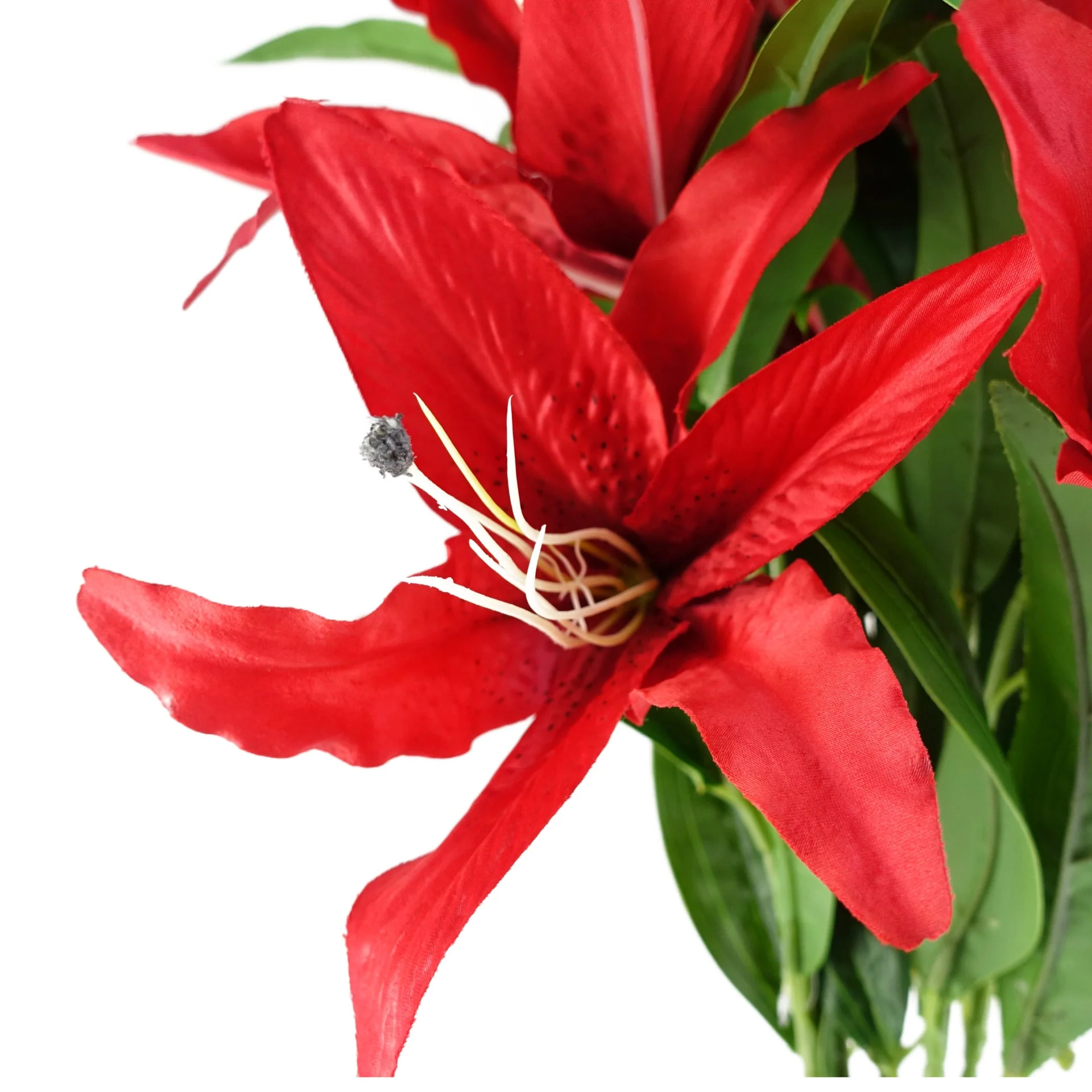 Pack of 6 x 100cm Large Red Lily Stem - 18 Flowers - Image 3