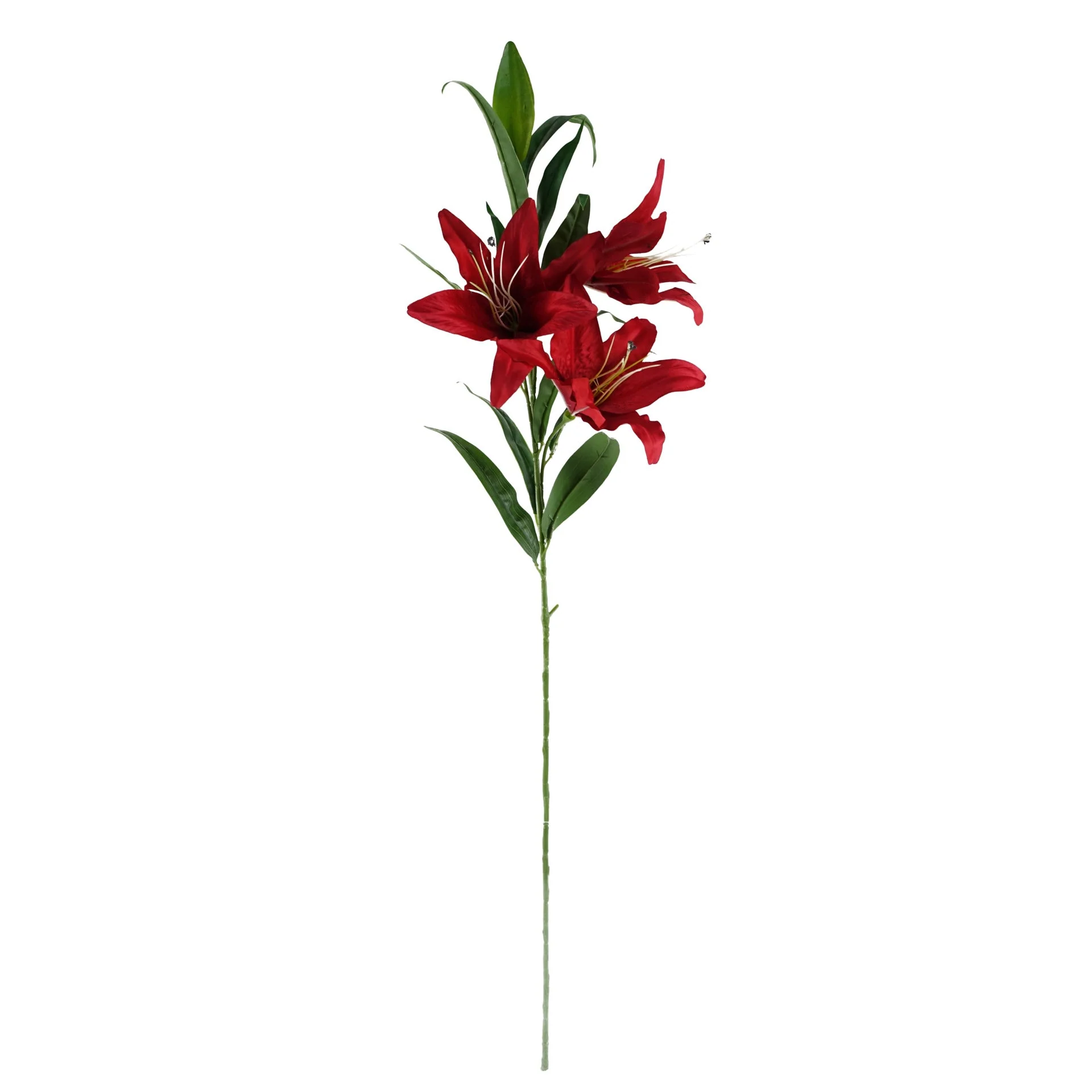 Pack of 6 x 100cm Large Red Lily Stem - 18 Flowers - Image 4
