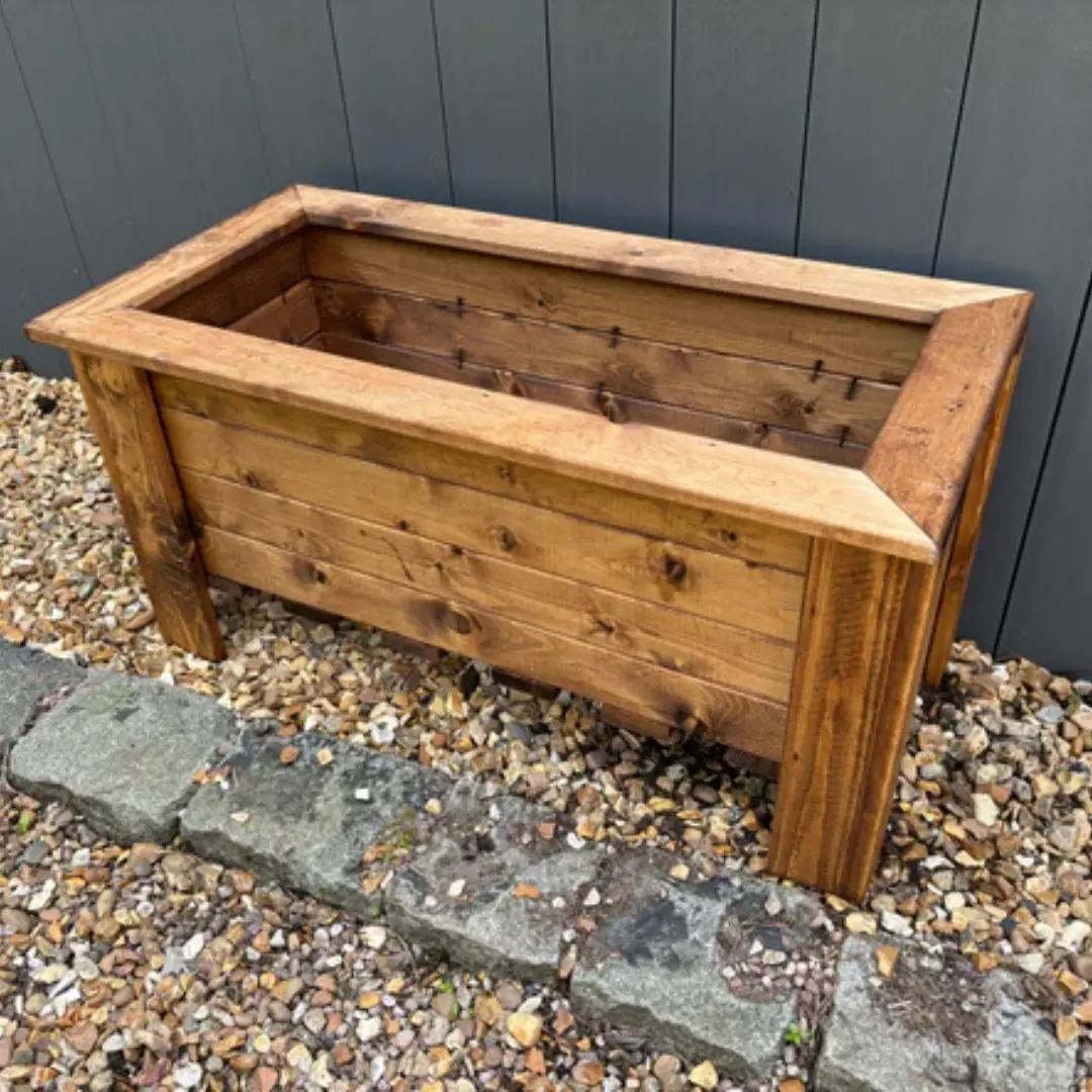 Raised Redwood Wooden Trough Planter - Image 6