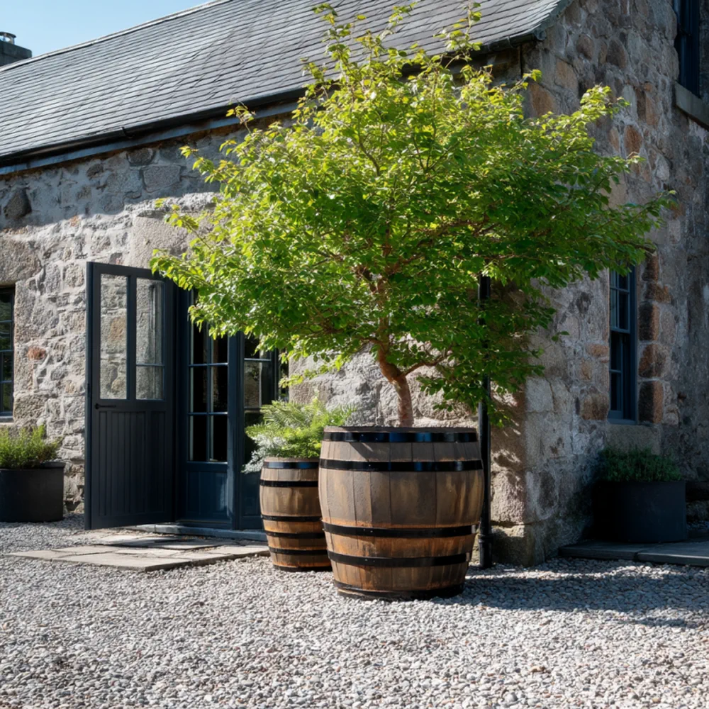 Rustic Oak Barrel Tree / Herb / Bedding Planter - Image 28