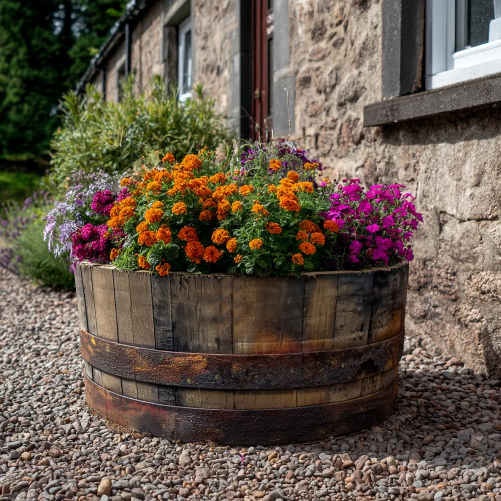 Rustic Oak Barrel Tree / Herb / Bedding Planter - Image 30
