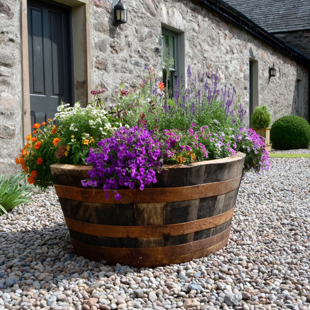 Rustic Oak Barrel Tree / Herb / Bedding Planter - Image 38