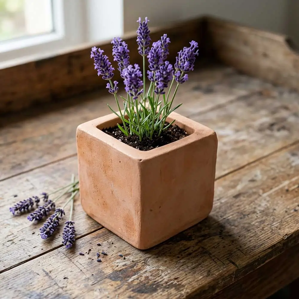 Rustic Terracotta Cube Plant Pot - Image 10