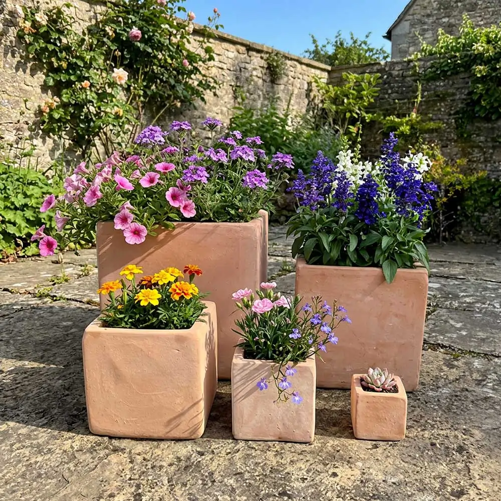 Rustic Terracotta Cube Plant Pot - Image 34