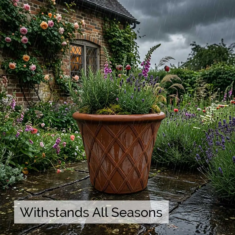 Rustic Terracotta Lattice Plant Pot - Image 37