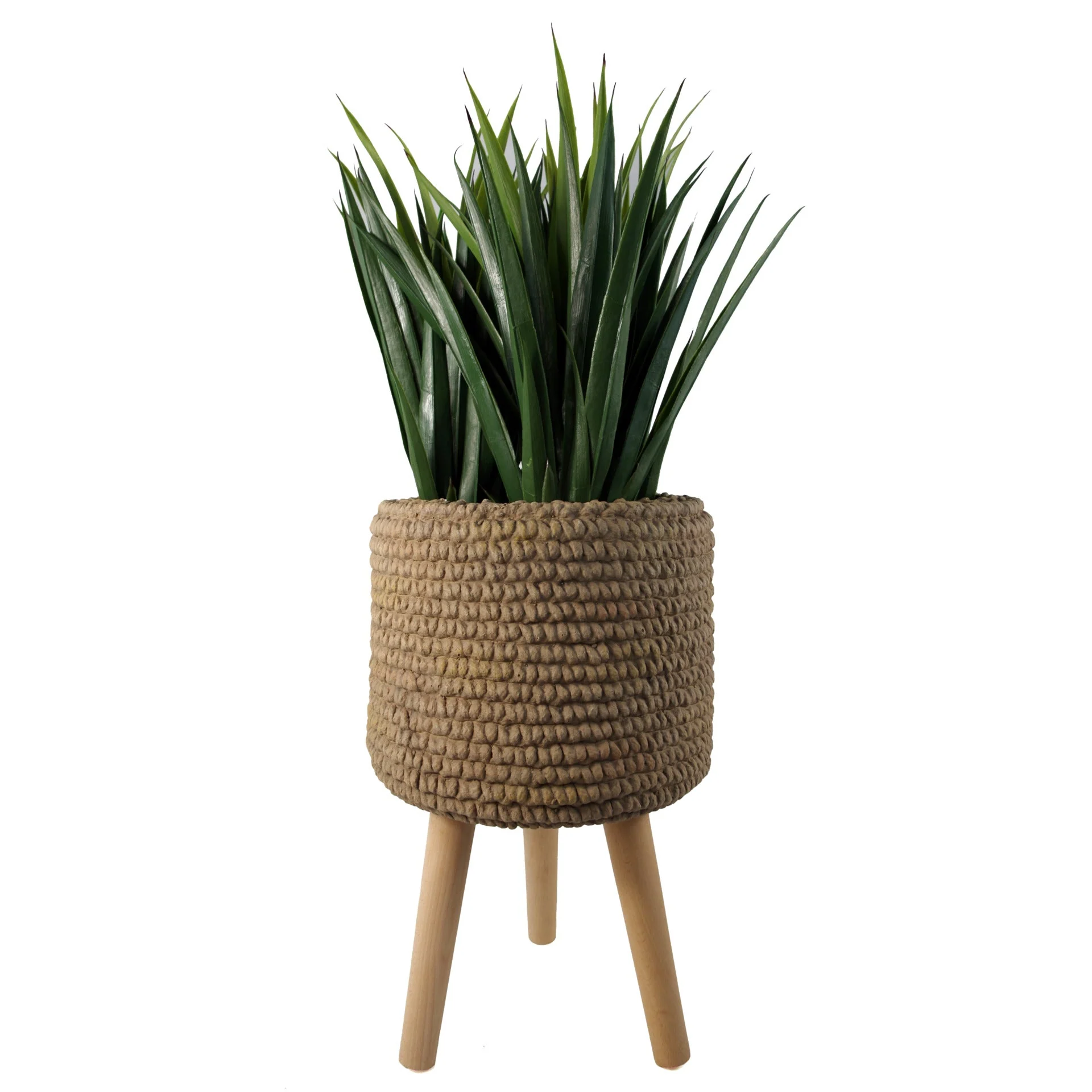 Seagrass Style Composite Planter with Stand - Image 2