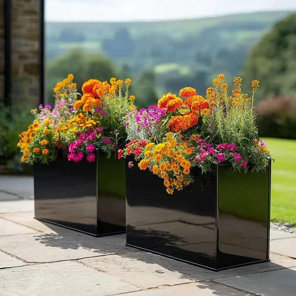 Zinc Galvanised Long Tall Trough Planter - Image 104