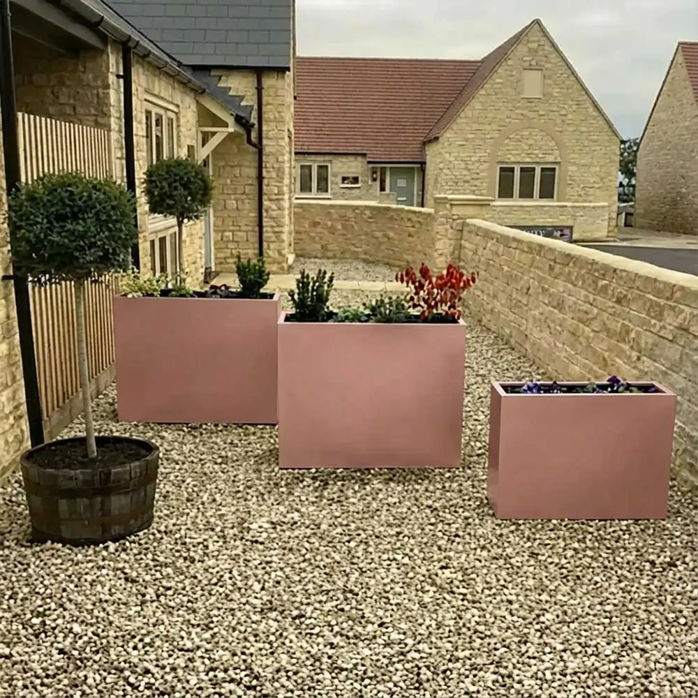 Zinc Galvanised Long Tall Trough Planter - Image 129