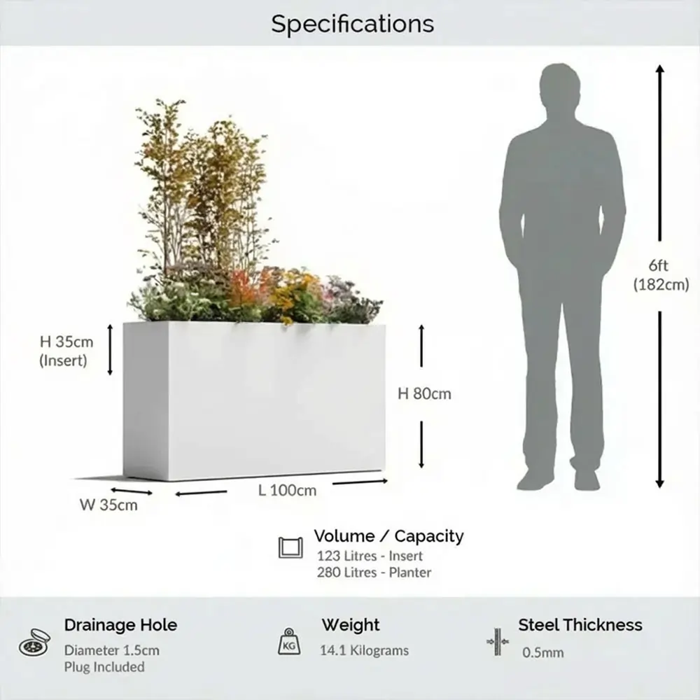 Zinc Galvanised Long Tall Trough Planter - Image 184