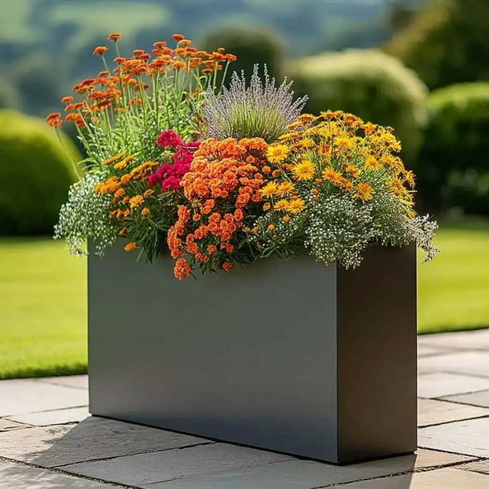 Zinc Galvanised Long Tall Trough Planter - Image 58