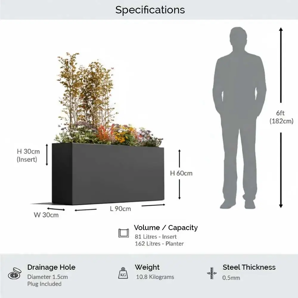 Zinc Galvanised Long Tall Trough Planter - Image 60