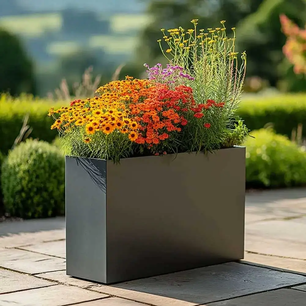 Zinc Galvanised Long Tall Trough Planter - Image 75