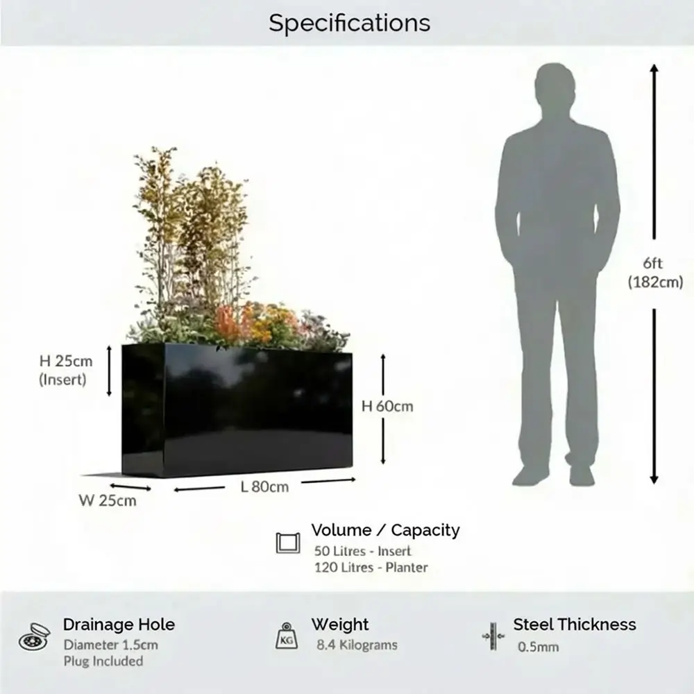 Zinc Galvanised Long Tall Trough Planter - Image 93
