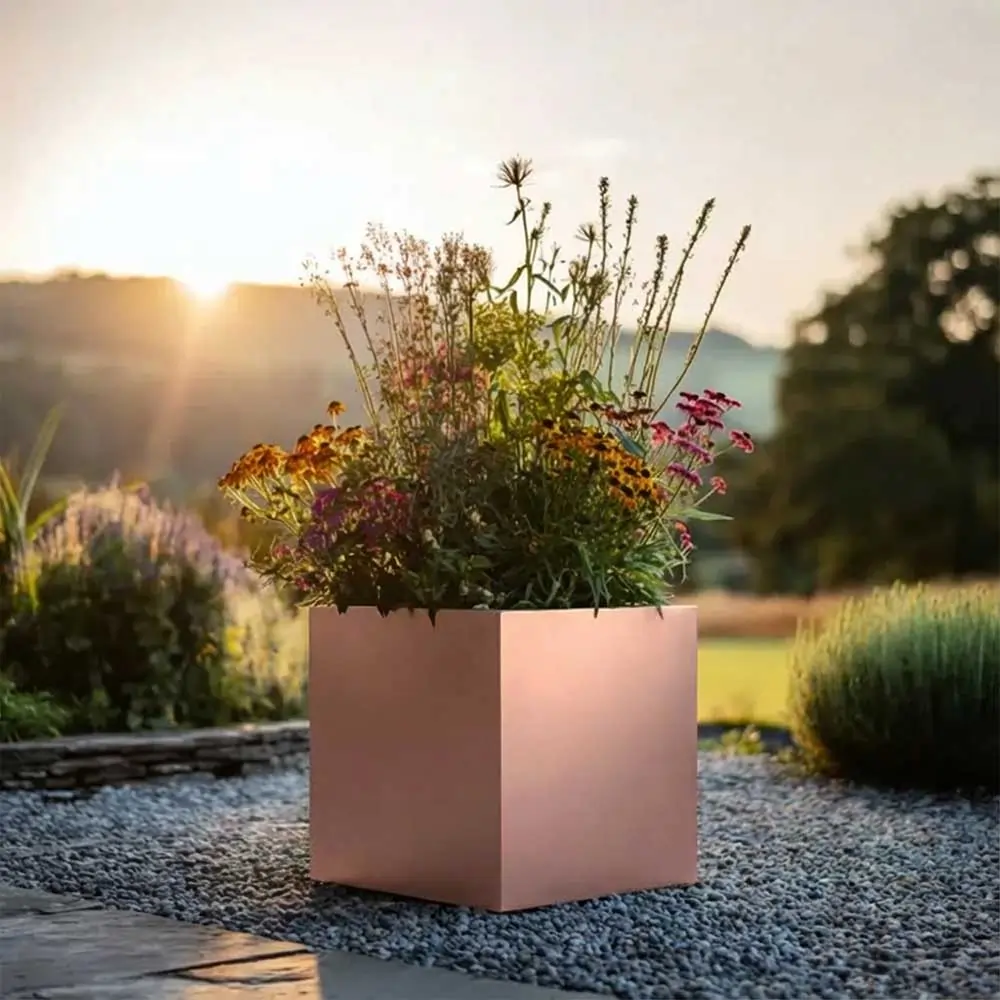Zinc Galvanised Cube Metal Planter - Image 138