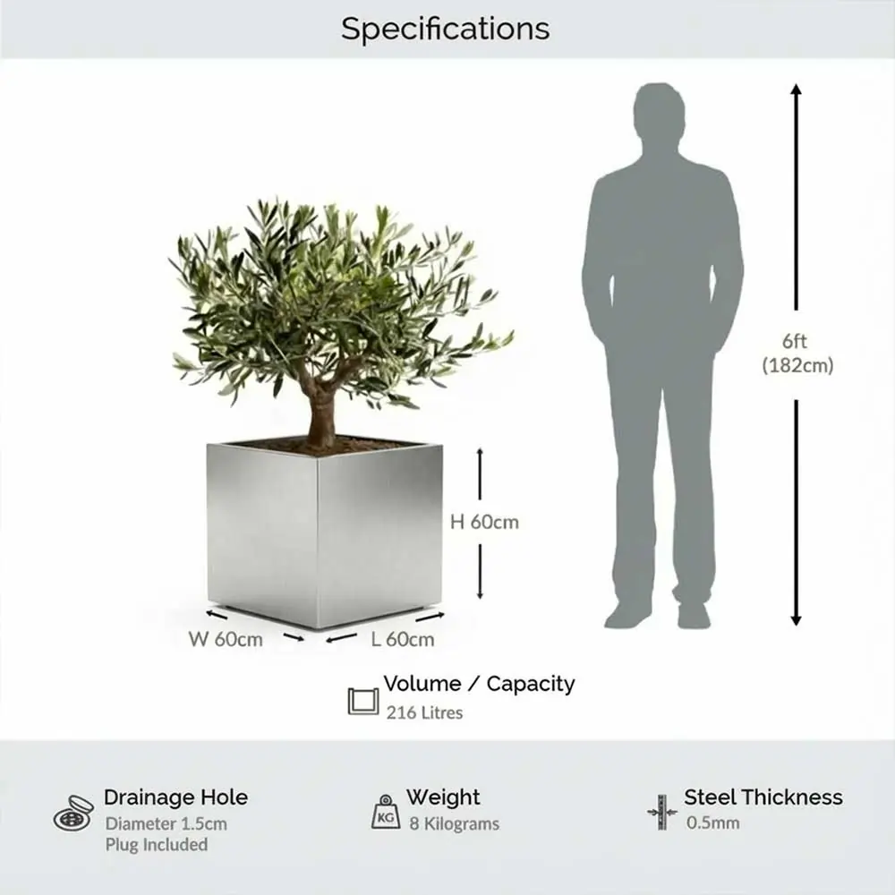 Zinc Galvanised Cube Metal Planter - Image 142