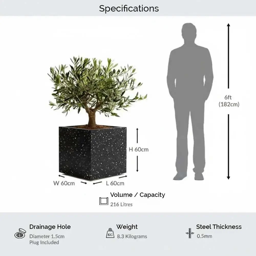 Zinc Galvanised Cube Metal Planter - Image 5