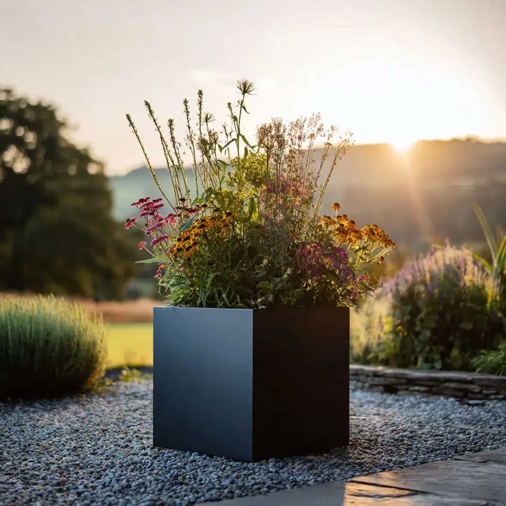 Zinc Galvanised Cube Metal Planter - Image 86