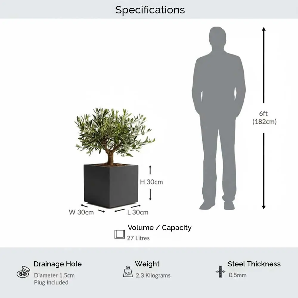 Zinc Galvanised Cube Metal Planter - Image 94
