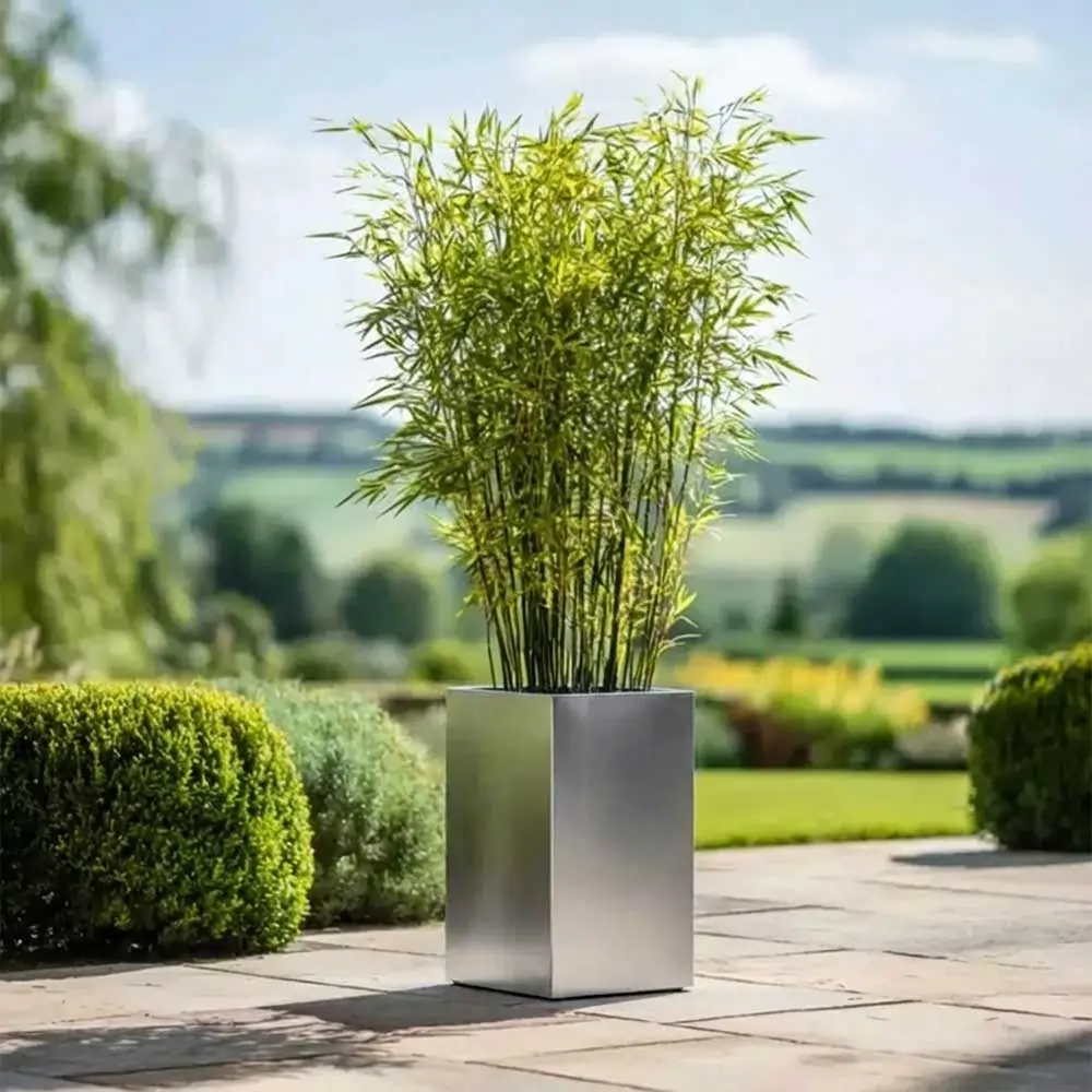 Zinc Galvanised Tall Square Planter - Image 110