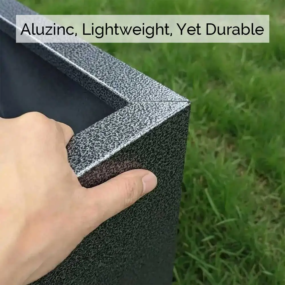 Zinc Galvanised Tall Square Planter - Image 123