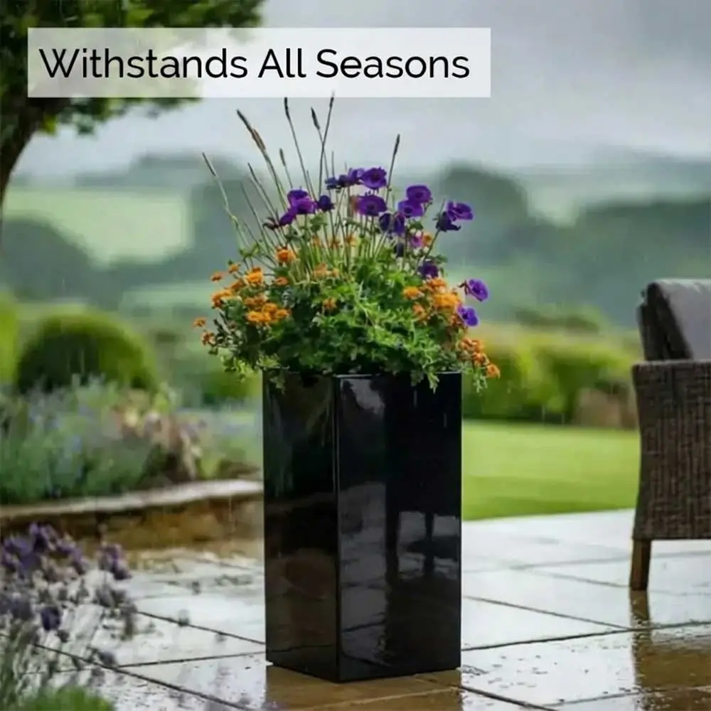 Zinc Galvanised Tall Square Planter - Image 44