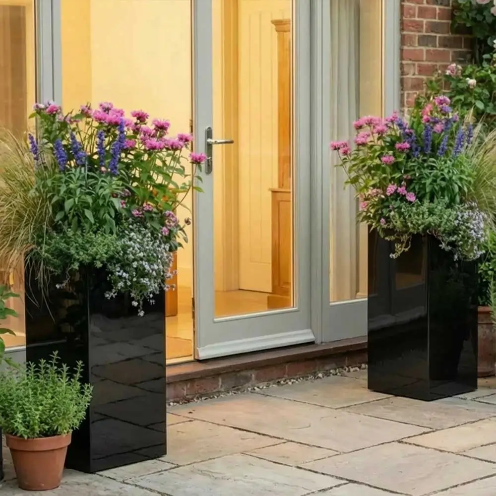 Zinc Galvanised Tall Square Planter - Image 56