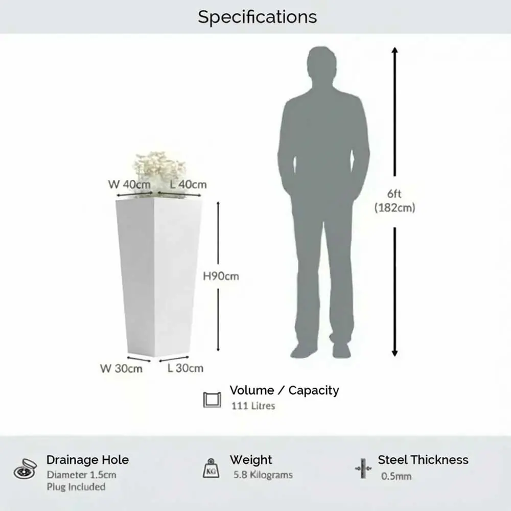 Zinc Galvanised Tapered Square Planter - Image 94