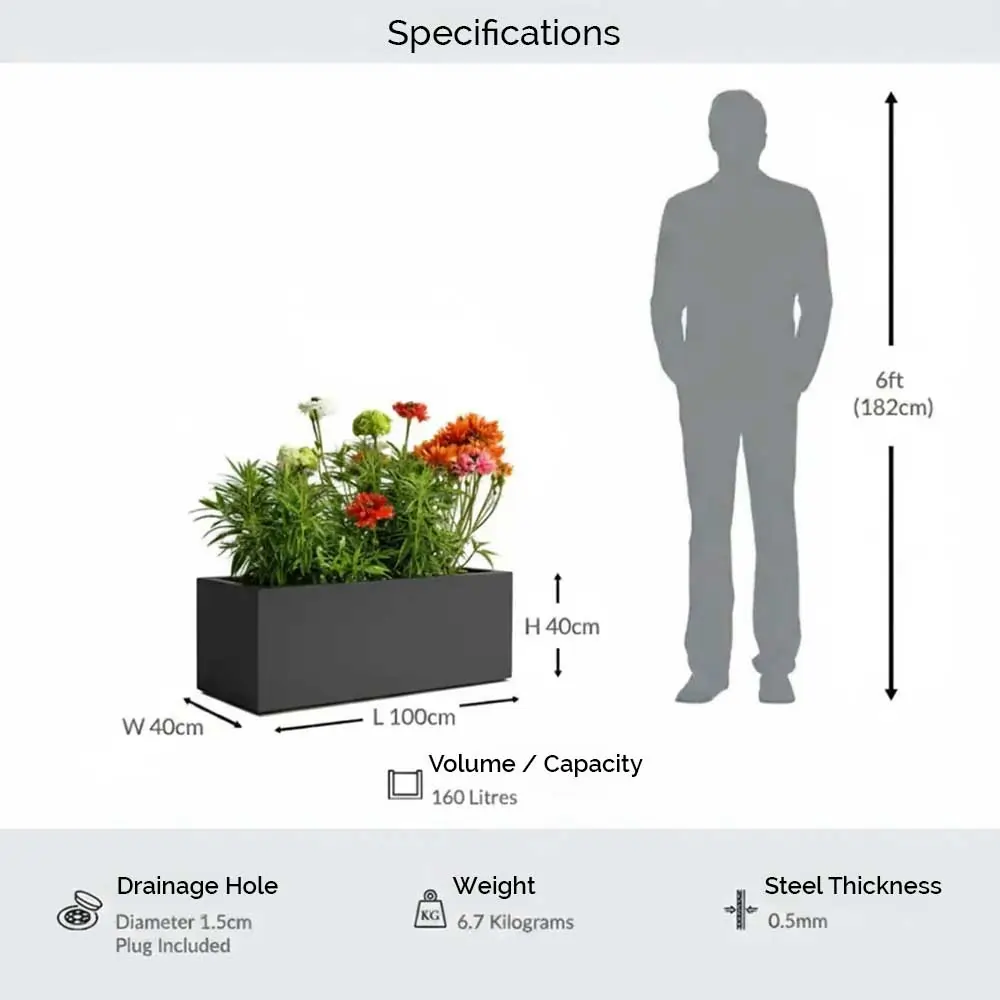 Zinc Galvanised Trough Metal Planter - Image 105