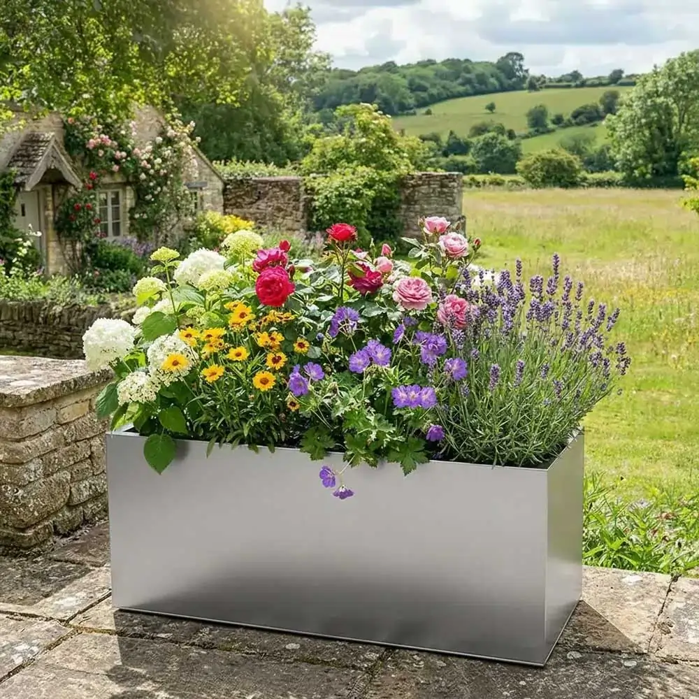 Zinc Galvanised Trough Metal Planter - Image 162